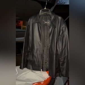 Vintage Silver Fox Genuine Leather Jacket – Motorcycle Style, Large